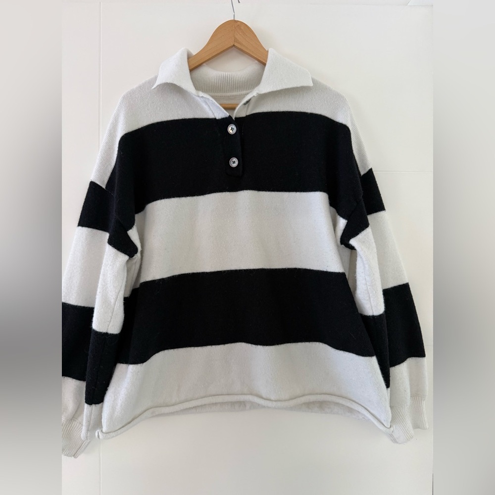 DAZY Cotton Blend Stripped Rugby Sweater, size large. - Picture 2 of 7